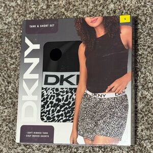 DKNY Tank & Shorts Pajama Set | Black & Animal Print | NWT
